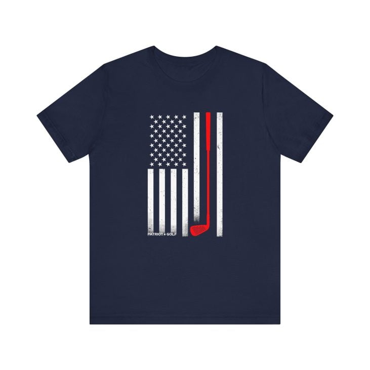 Patriotic American Flag Golfing Unisex Jersey Short Sleeve Tee