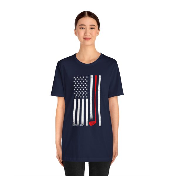 Patriotic American Flag Golfing Unisex Jersey Short Sleeve Tee - Image 2